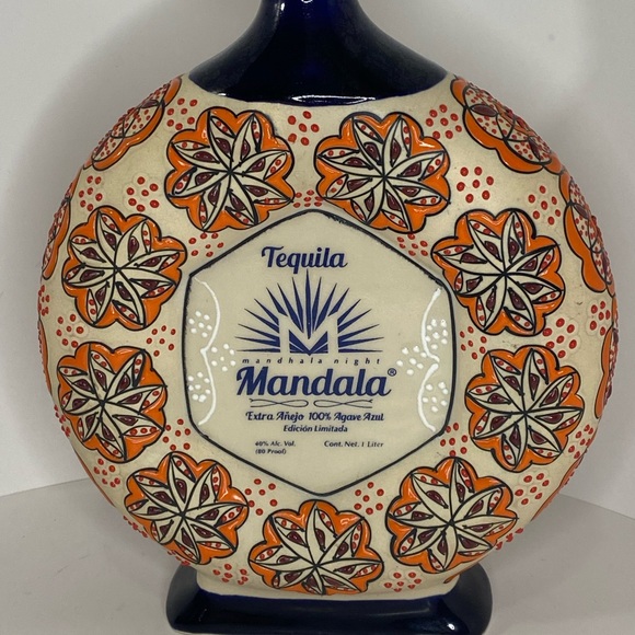 Other - Home decor hand painted Mandala Extra Añejo Empty Tequila Bottle.